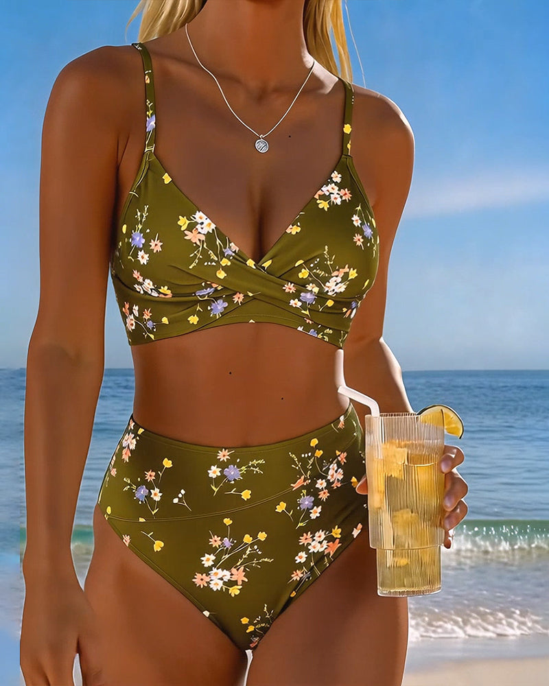 Bikini Sexy Korskryssende Blomstermønster