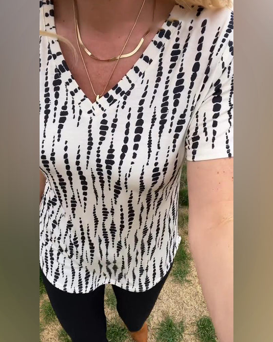 T-Skjorte Trykt Kortermet V-Hals