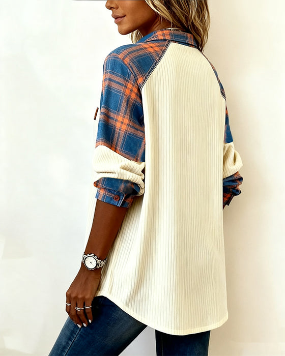 Skjorte Rutet Manchester Kontrast