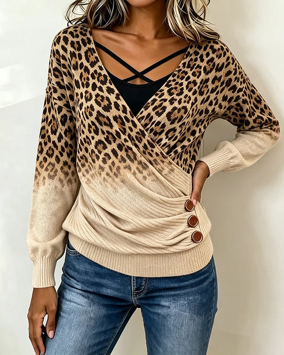 Topp Leopard Trykk Kors Gradient Lattes Todelt