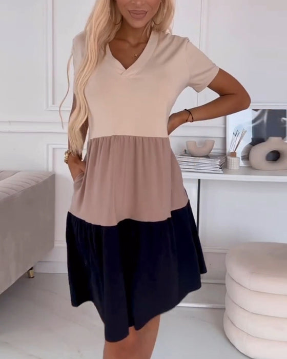 Colorblock kortermet fritidskjole