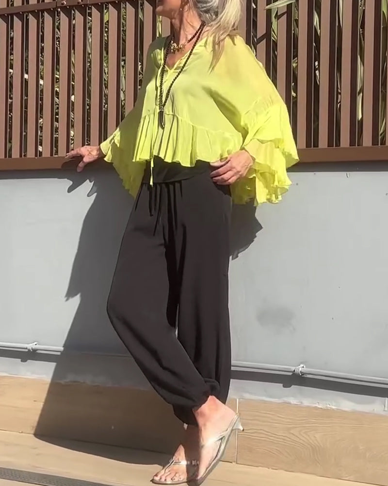 Bluse Ruffle Flagermuserm Flagermuserm