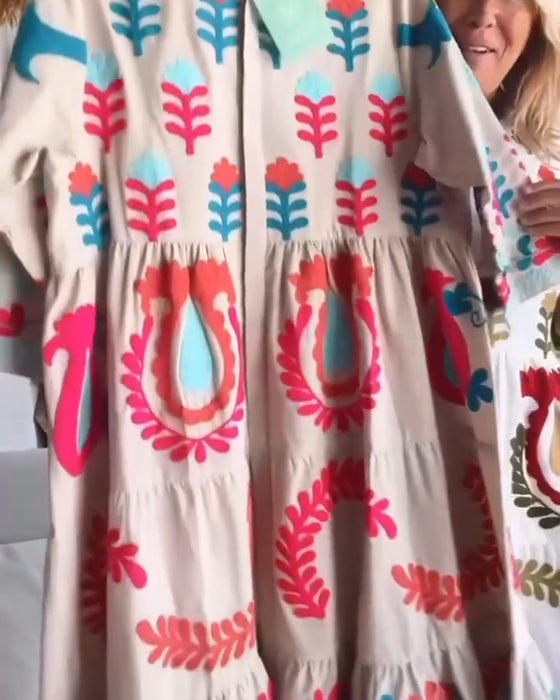 Kjole Blomstret Grafisk Trykk