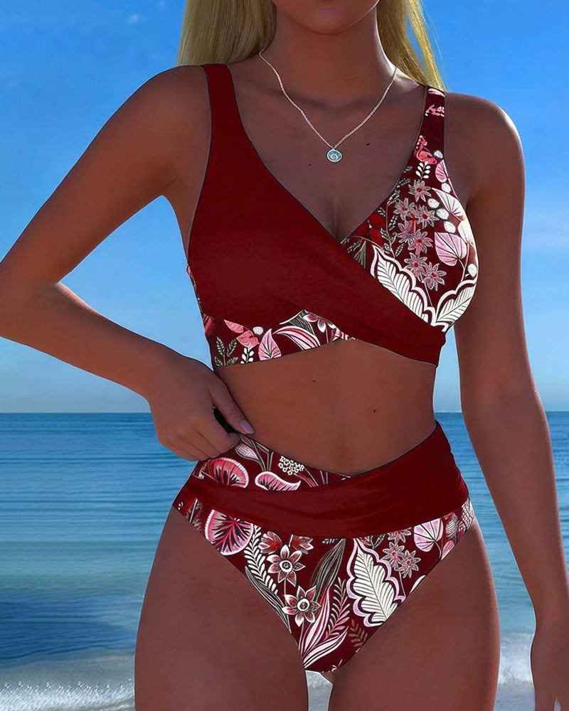 Bikini Kontrastfarge Motestil Blomst