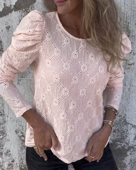 Bluse Med Puffermer Og Cutout