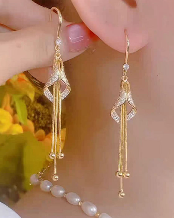 ✨ Øredobber Elegant Diamantformet Fringe 💎