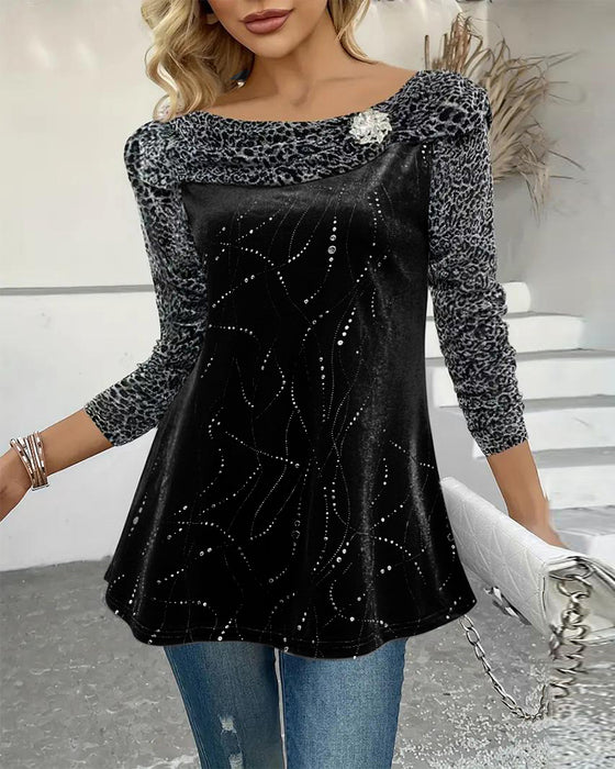 Langermet Topp Med Leopardmønster