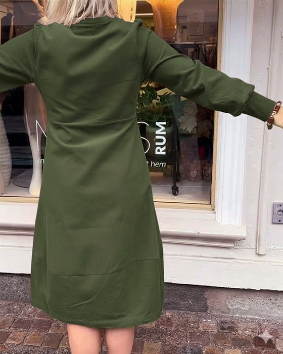 Kjole tilfeldig retro langermet