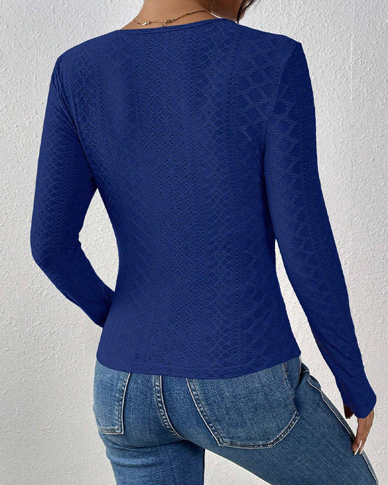 Langermet Topp V-hals Spetspanel