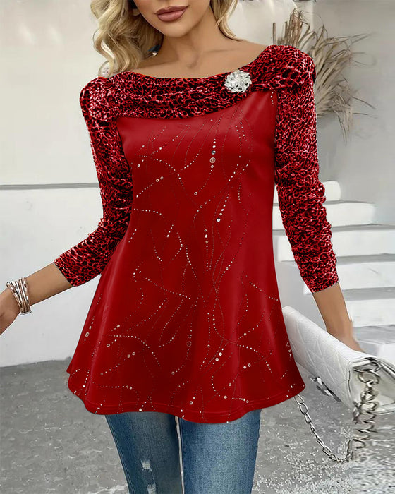 Langermet Topp Med Leopardmønster