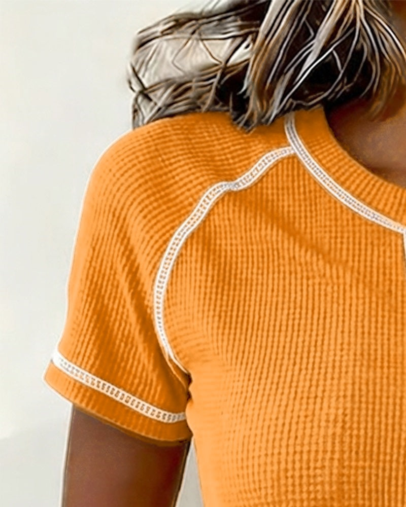 T-Tröja Vev Waffle Henley