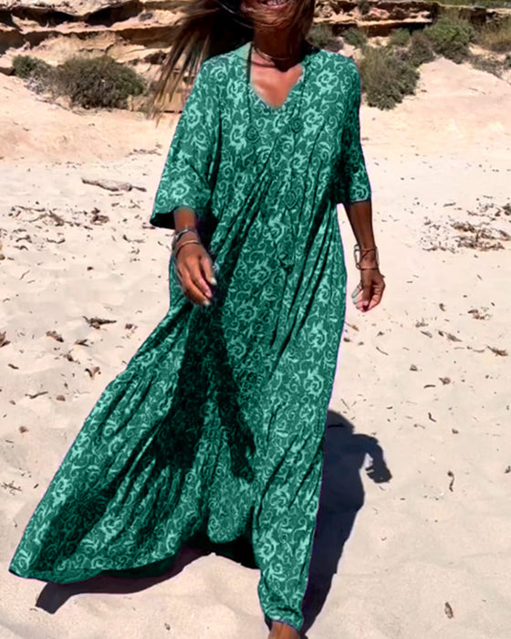 Løs 3/4-ermet kjole