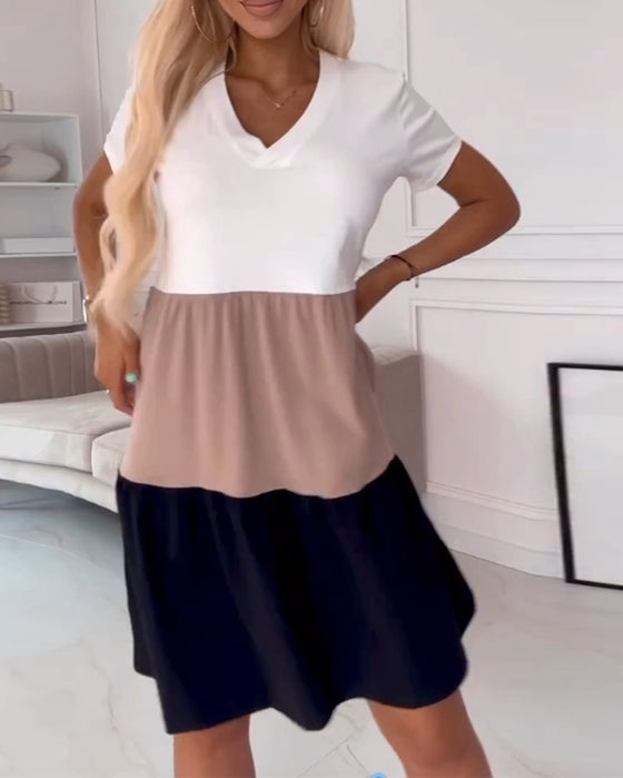 Colorblock kortermet fritidskjole