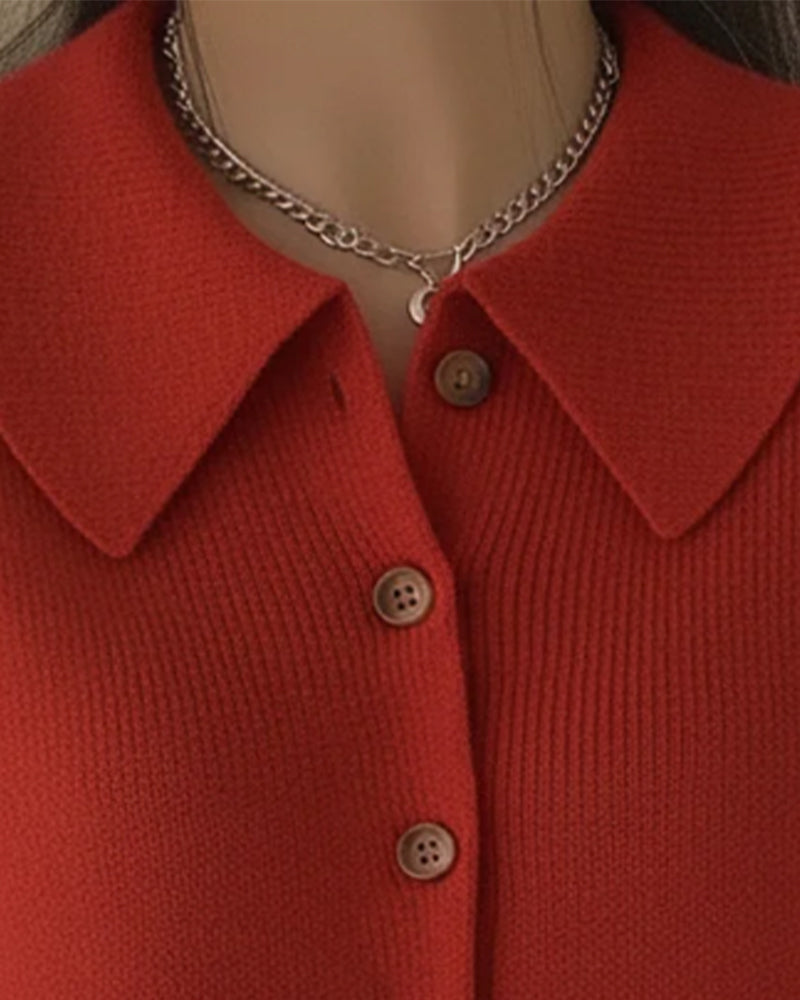 Langermet Genser Med Knappet Revers