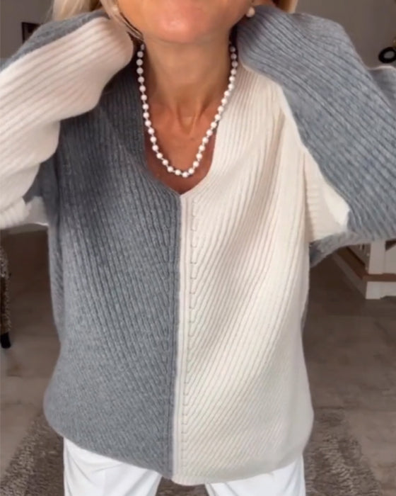 V-hals fargeblokkgenser