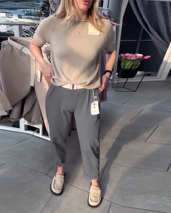 Bukser Ensfarget Casual Rett