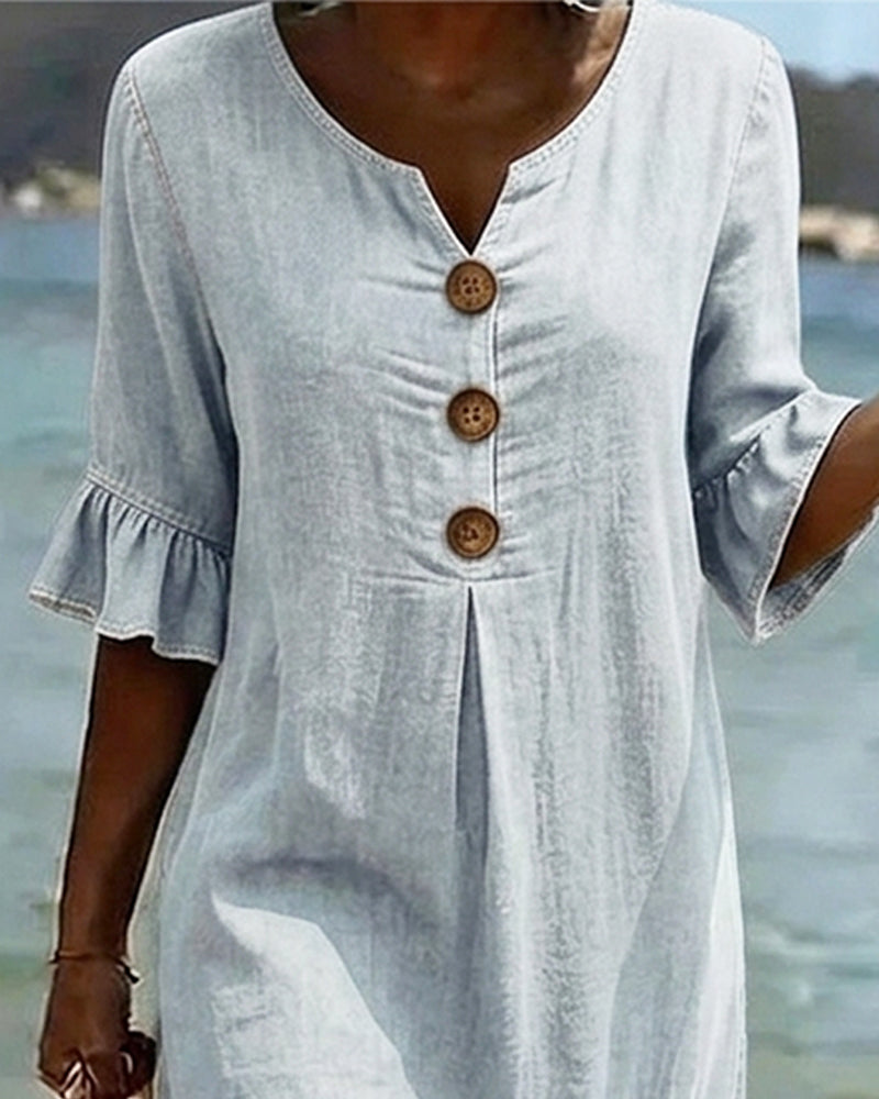 Kjole Lotus Blad Ermer Jeans