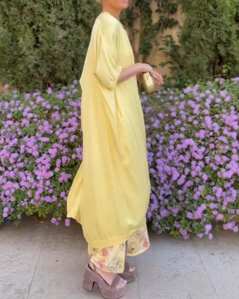 Sett Ermeløs Maxi Kjole + Matchende Cardigan