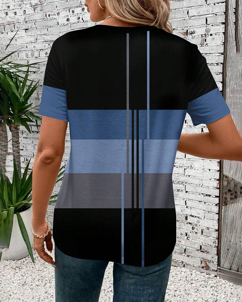 T-Shirt Rund Hals Geometrisk Trykk Kort Erme