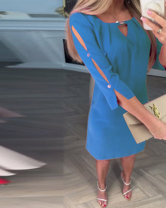 Kjole Elegant Ensfarget Hul Rett