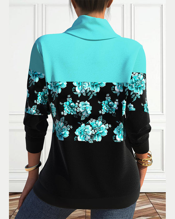 Sweatshirt med snøring med blomstertrykk