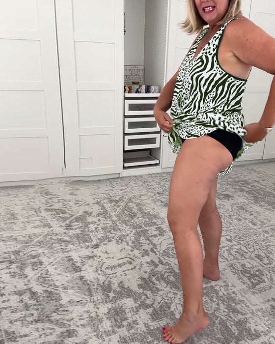 Slim Fit Badedrakt Med Zebra Mønster