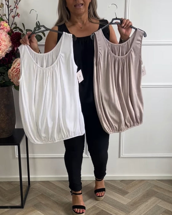 Topp Uten Ermer Ensfarget Foldet