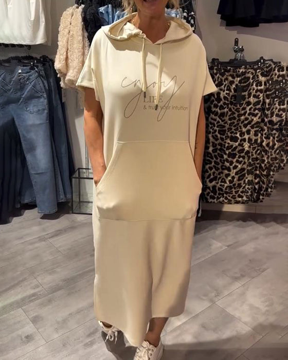 Kjole Med Hette Casual Snøring