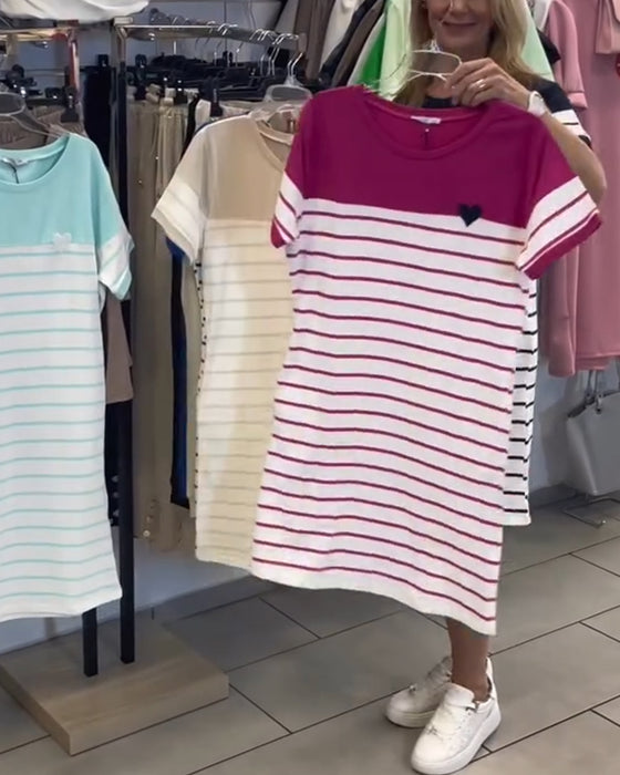 Kjole Rundhals Casual Stripet