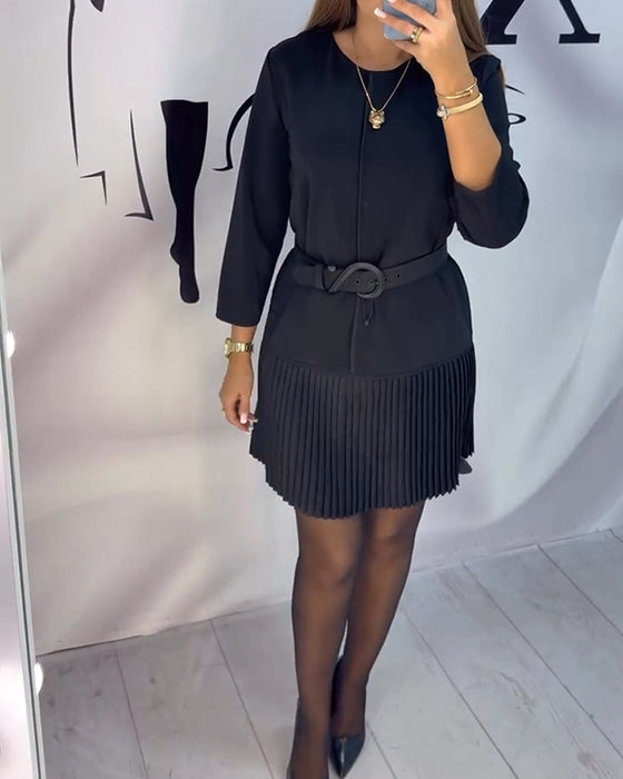 Kjole Med Trekvartsermer Og Trekkspillplissering