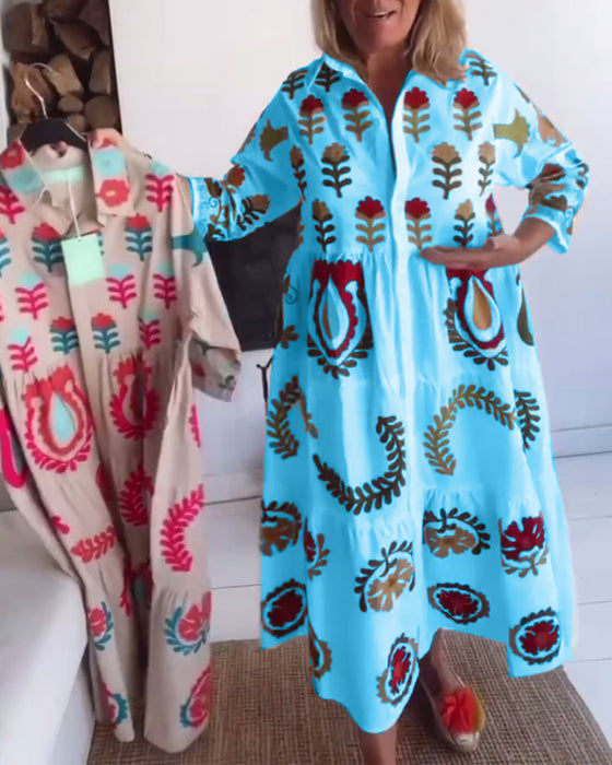 Kjole Blomstret Grafisk Trykk