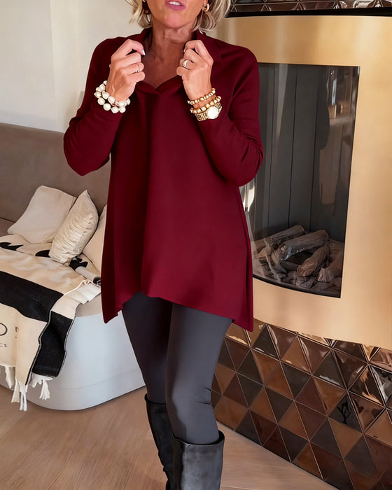 Uregelmessig Krage Langermet Topp