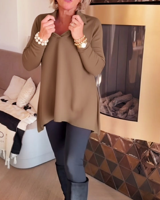 Uregelmessig Krage Langermet Topp