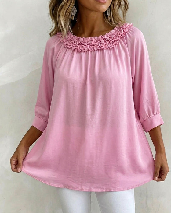 Bluse Kortermet Blomstert Løs