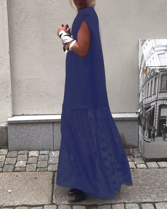 Ermeløs Mesh Patchwork Kjole