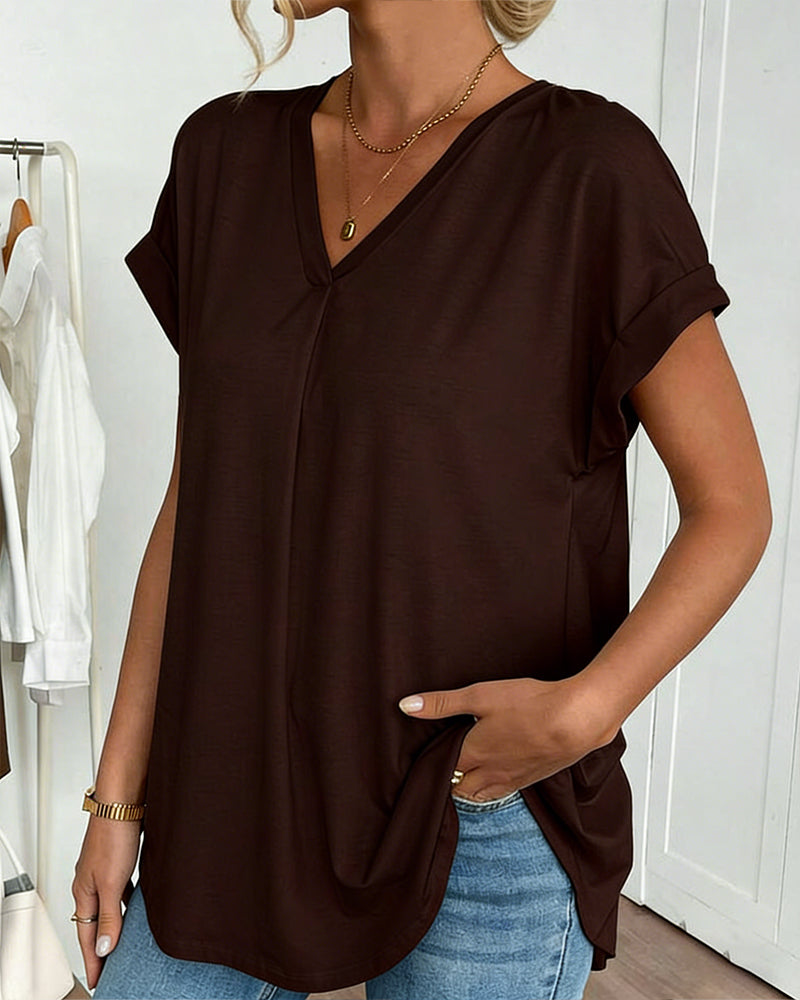 T-Skjorte Kortermet Ensfarget Lappeteppe-Design