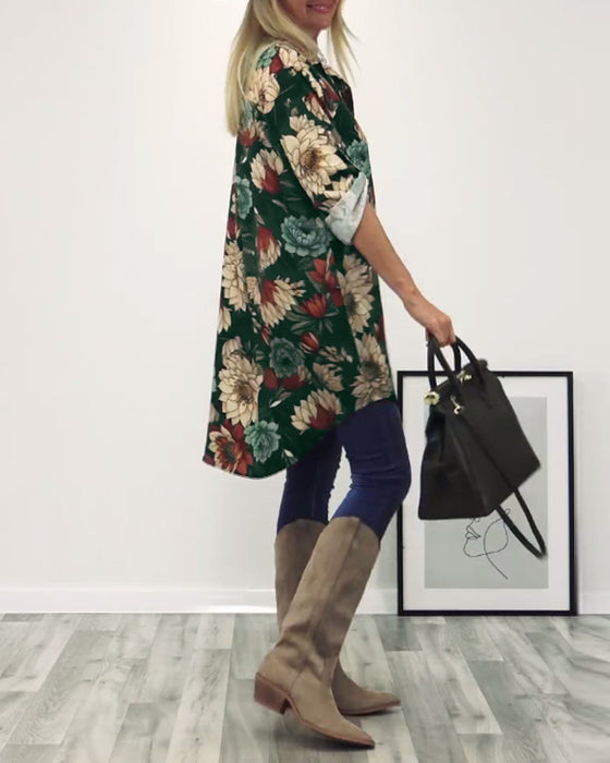 Lapel-skjorte med leopardmønster