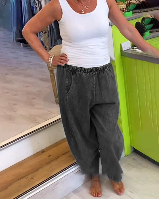 Jeans Med Elastisk Midje I Casual Stil