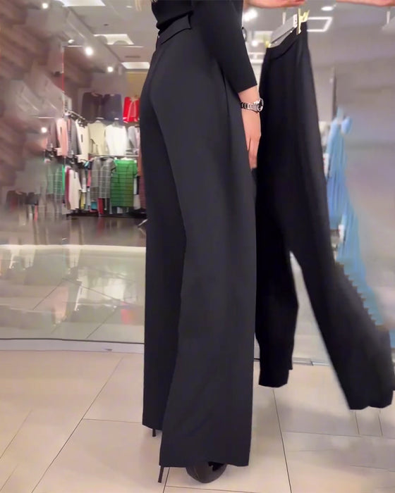 Uformelle Asymmetriske Lagvise Bukser Med Vide Ben