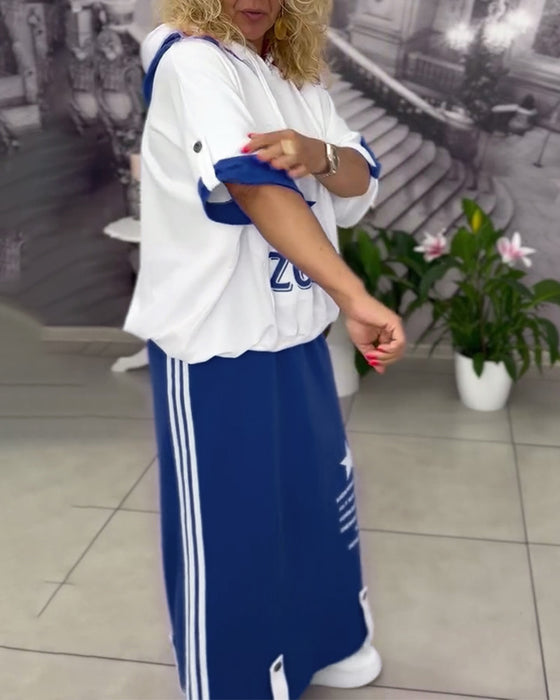 Sett Med Hette Snøring Trykt Skjørt