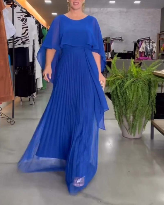 A-line maxikjole med rund hals