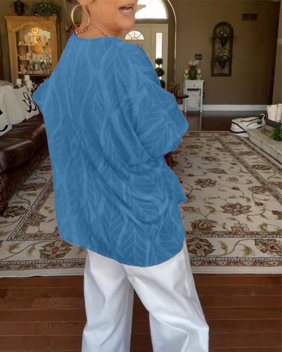 Bluse Rund Hals Løs Trykk