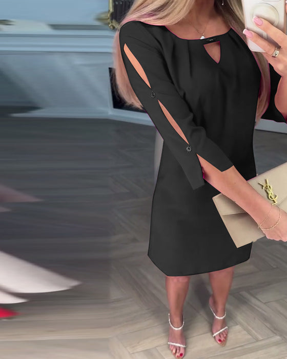 Kjole Elegant Ensfarget Hul Rett