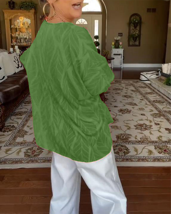 Bluse Rund Hals Løs Trykk