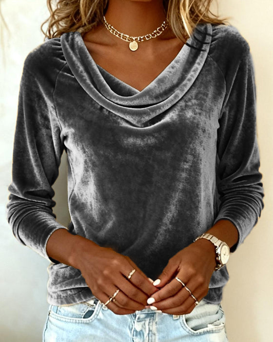 Langermet Topp I Fløyel I Helfarge