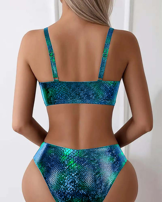 Bikini Slangeskrift Brystknute Høyt Liv Triangel