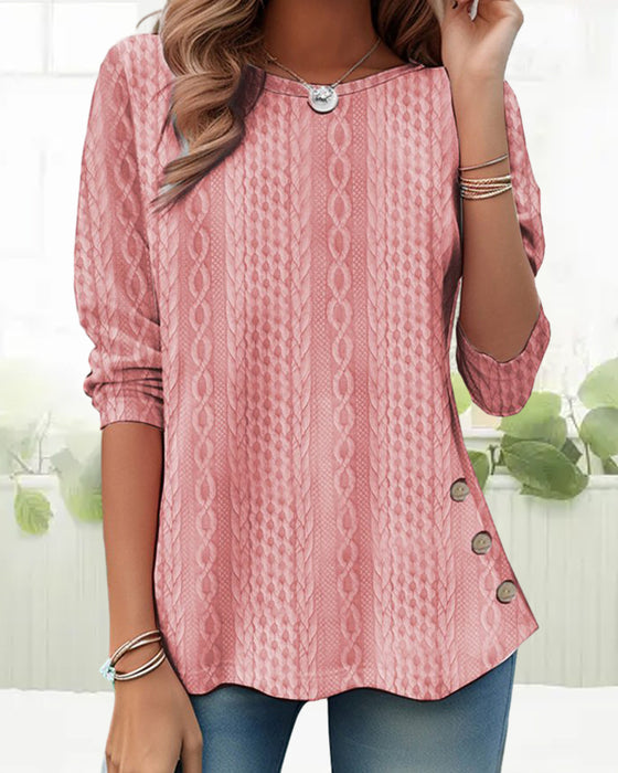 Ensfarget topp med rund hals