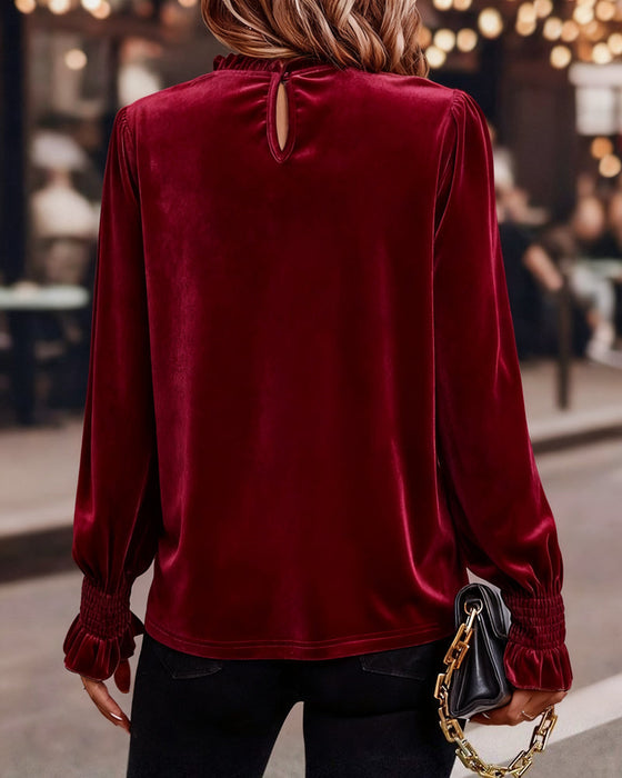 Topp Rysjet Fløyel Langermet