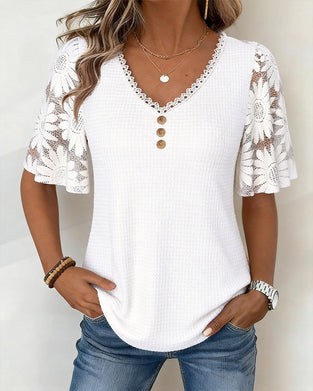 Bluse Blonde Tusenfryd Lappeteppe V-Hals