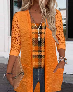 Topp Med Faux Todelt Rutemønster